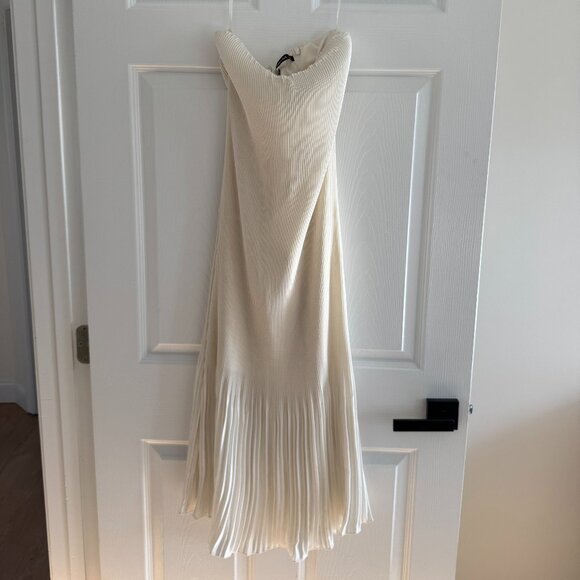 NWT Abercrombie Giselle White Strapless Pleat Release Midi Dress - Picture 1 of 2
